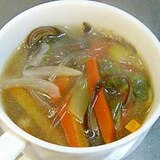 野菜を食べる、チンゲン菜と春雨の中華スープ